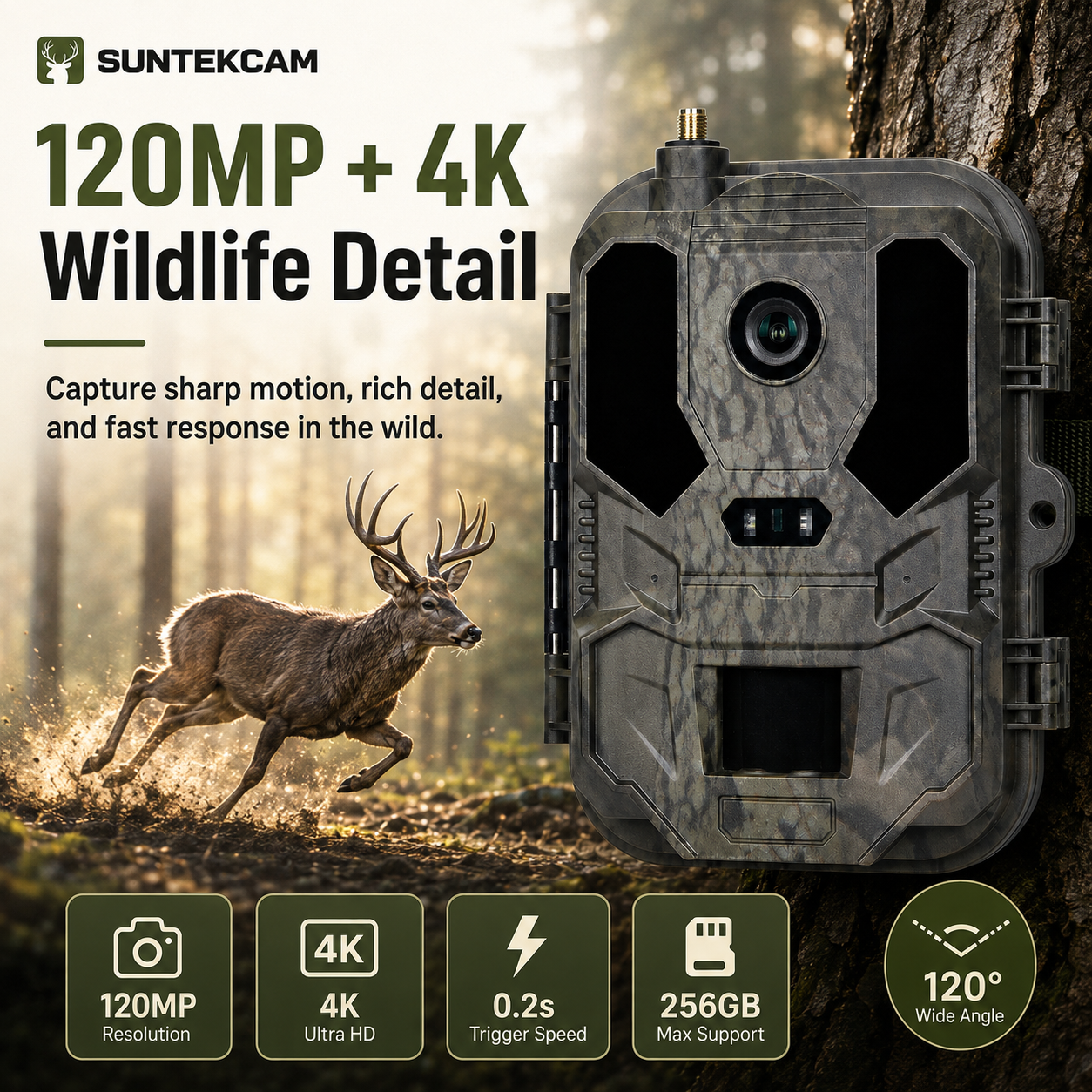 4G LTE Cellular Trail Camera with 4K Live View & 120MP Photos