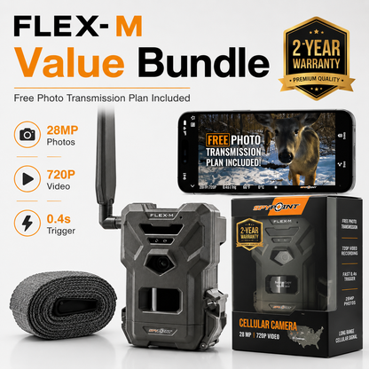 SPYPOINT Flex-M Cellular Trail Camera, 28MP, Dual-SIM LTE