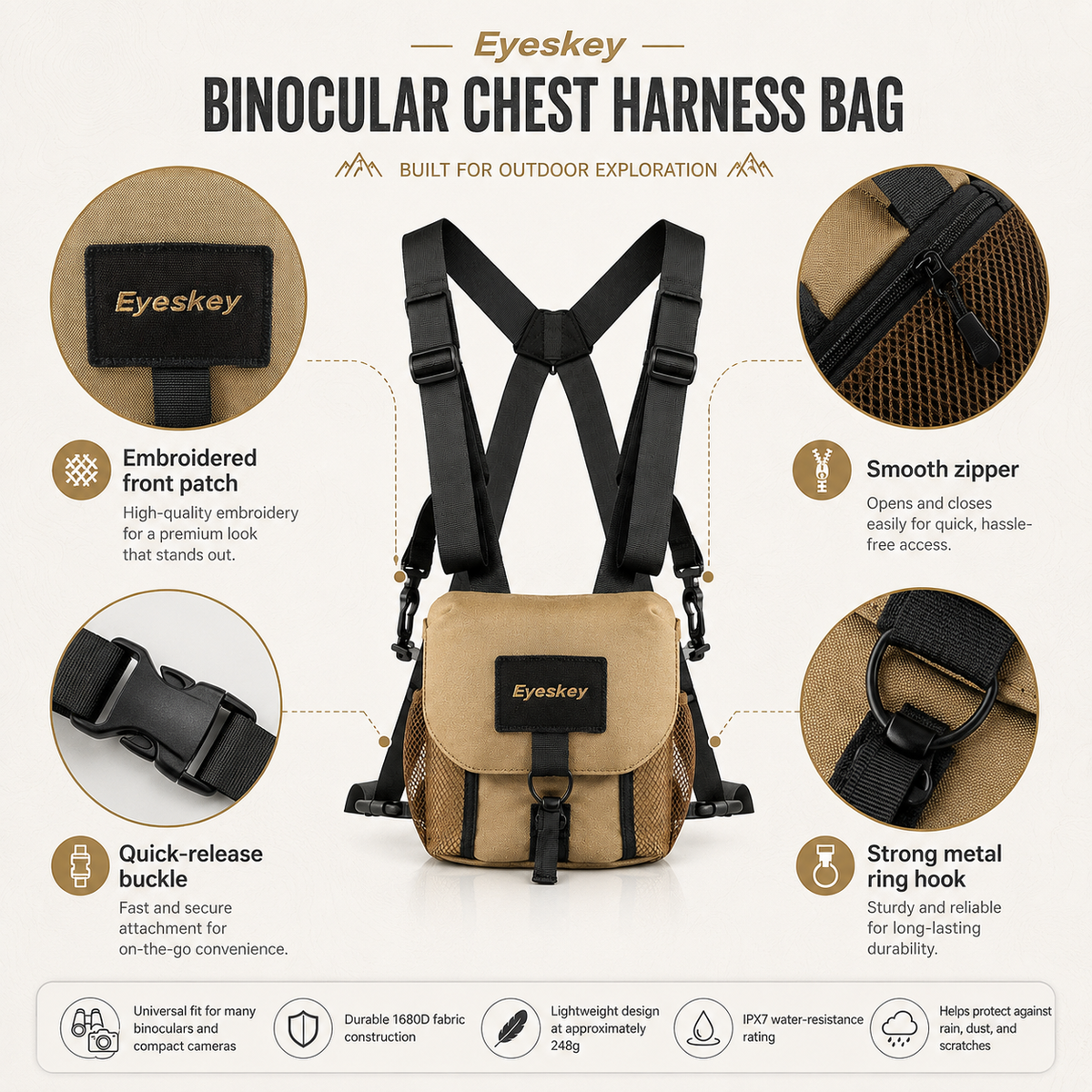 Universal Binocular Chest Pack – Protective Outdoor Carrying Case