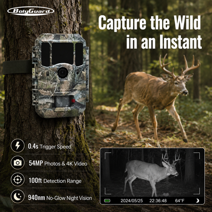 BolyGuard BG662-X 4K Trail Camera – 56MP Wildlife Hunting Camera with Night Vision & Motion Detection