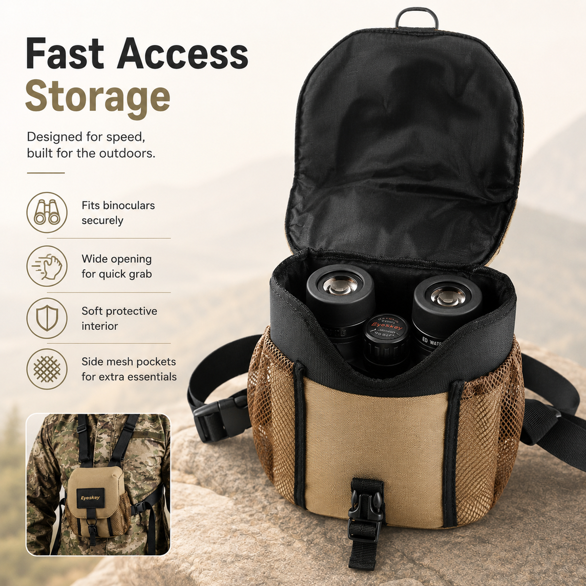 Universal Binocular Chest Pack – Protective Outdoor Carrying Case