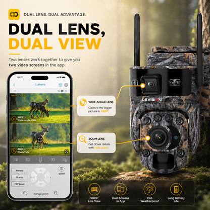 INQMEGA 60X Zoom 4G Solar PTZ Camera – 12MP Wildlife Hunting Camera with Remote Live Monitoring