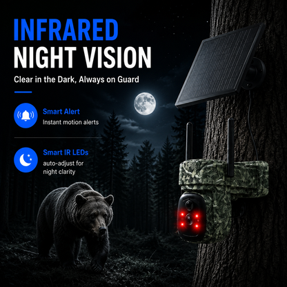 2K 4G LTE Solar PTZ Trail Camera – 10400mAh Battery, Wildlife Detection & Color Night Vision