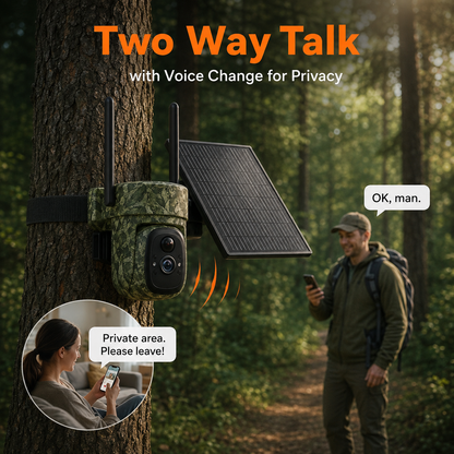 2K 4G LTE Solar PTZ Trail Camera – 10400mAh Battery, Wildlife Detection & Color Night Vision