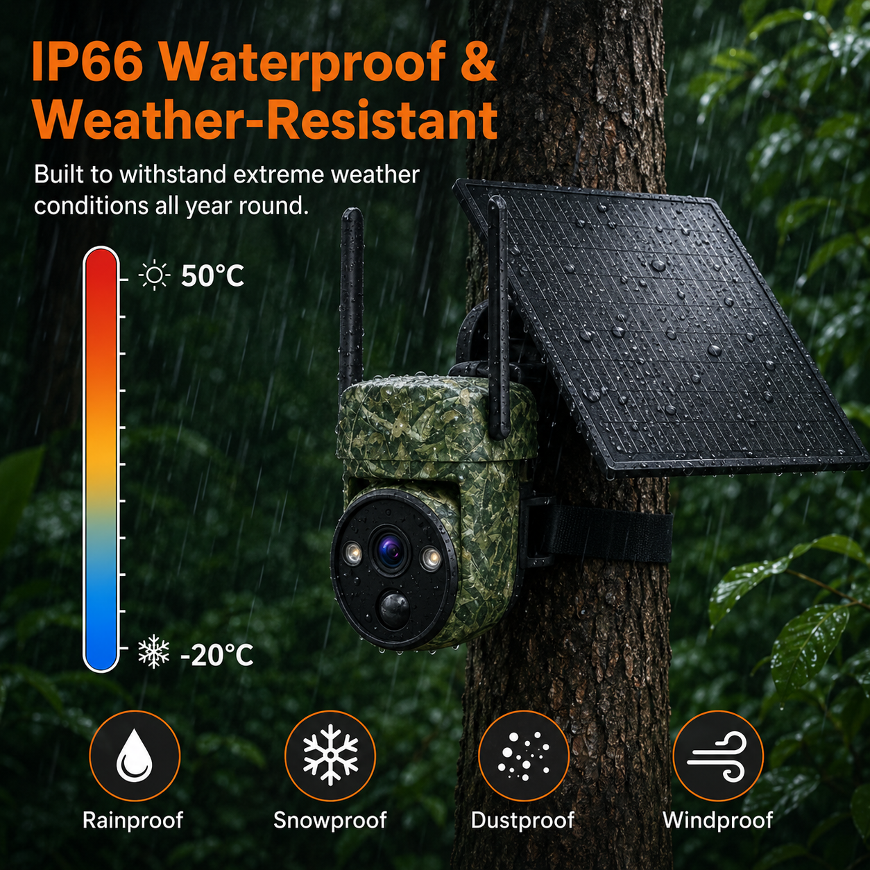 2K 4G LTE Solar PTZ Trail Camera – 10400mAh Battery, Wildlife Detection & Color Night Vision