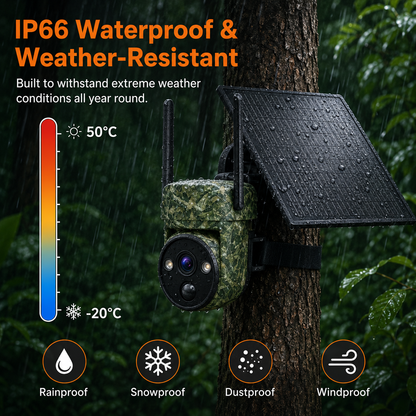 2K 4G LTE Solar PTZ Trail Camera – 10400mAh Battery, Wildlife Detection & Color Night Vision