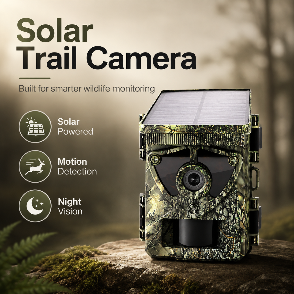 8K Solar Wildlife Trail Camera with WiFi & 60MP Photos