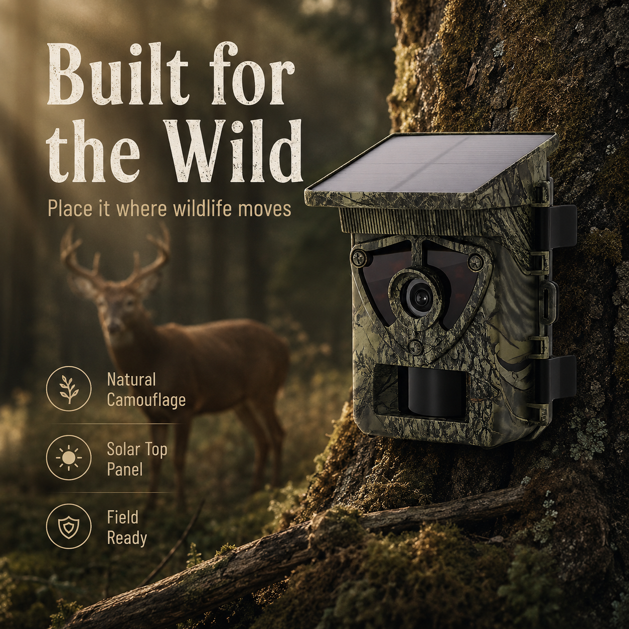 8K Solar Wildlife Trail Camera with WiFi & 60MP Photos