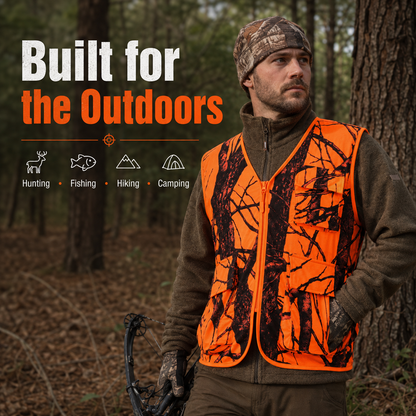 Men’s High-Visibility Orange Outdoor Utility Vest