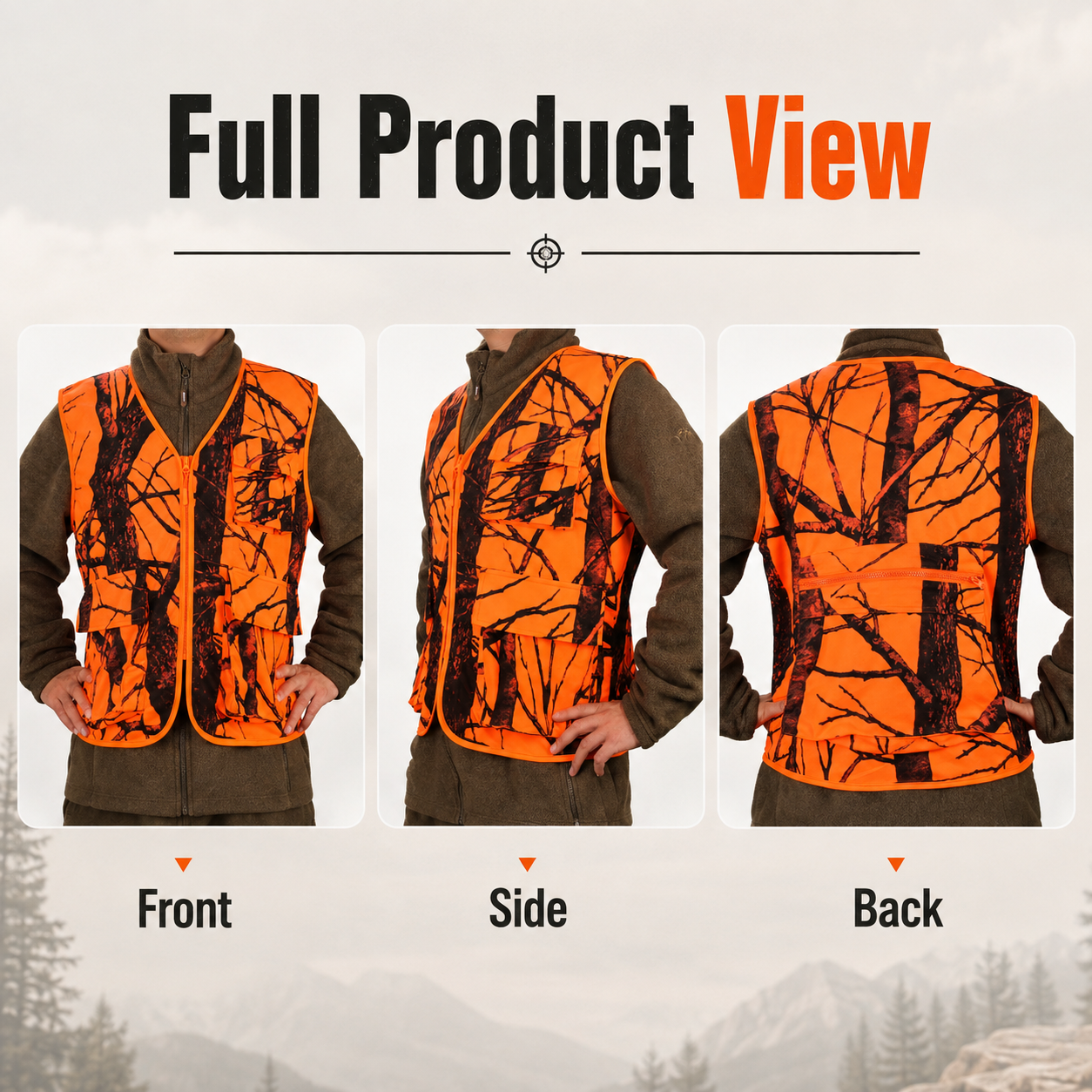 Men’s High-Visibility Orange Outdoor Utility Vest