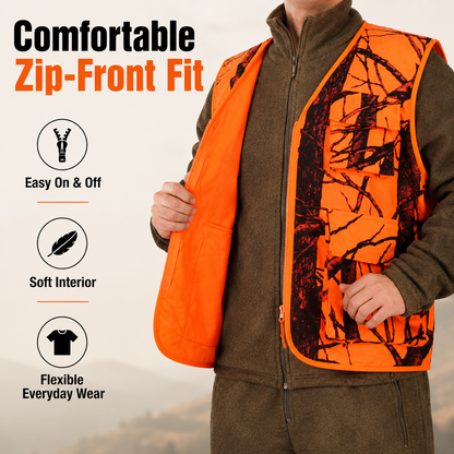 Men’s High-Visibility Orange Outdoor Utility Vest
