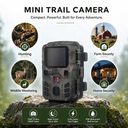 MiNi301 20MP 1080P Mini Trail Camera – Night Vision, IP65 Waterproof