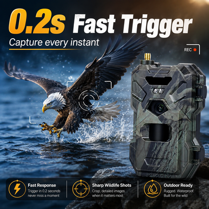 4G Cellular Trail Camera – 30MP, 2K Video, Live APP Control & Night Vision