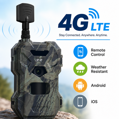 4G Cellular Trail Camera – 30MP, 2K Video, Live APP Control & Night Vision