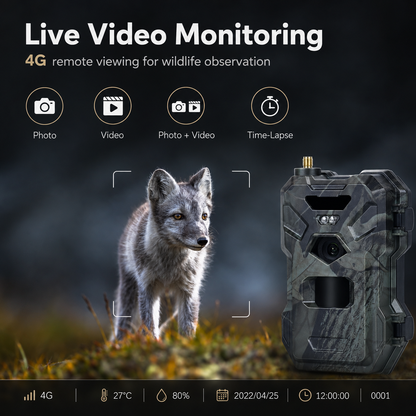 4G Cellular Trail Camera – 30MP, 2K Video, Live APP Control & Night Vision