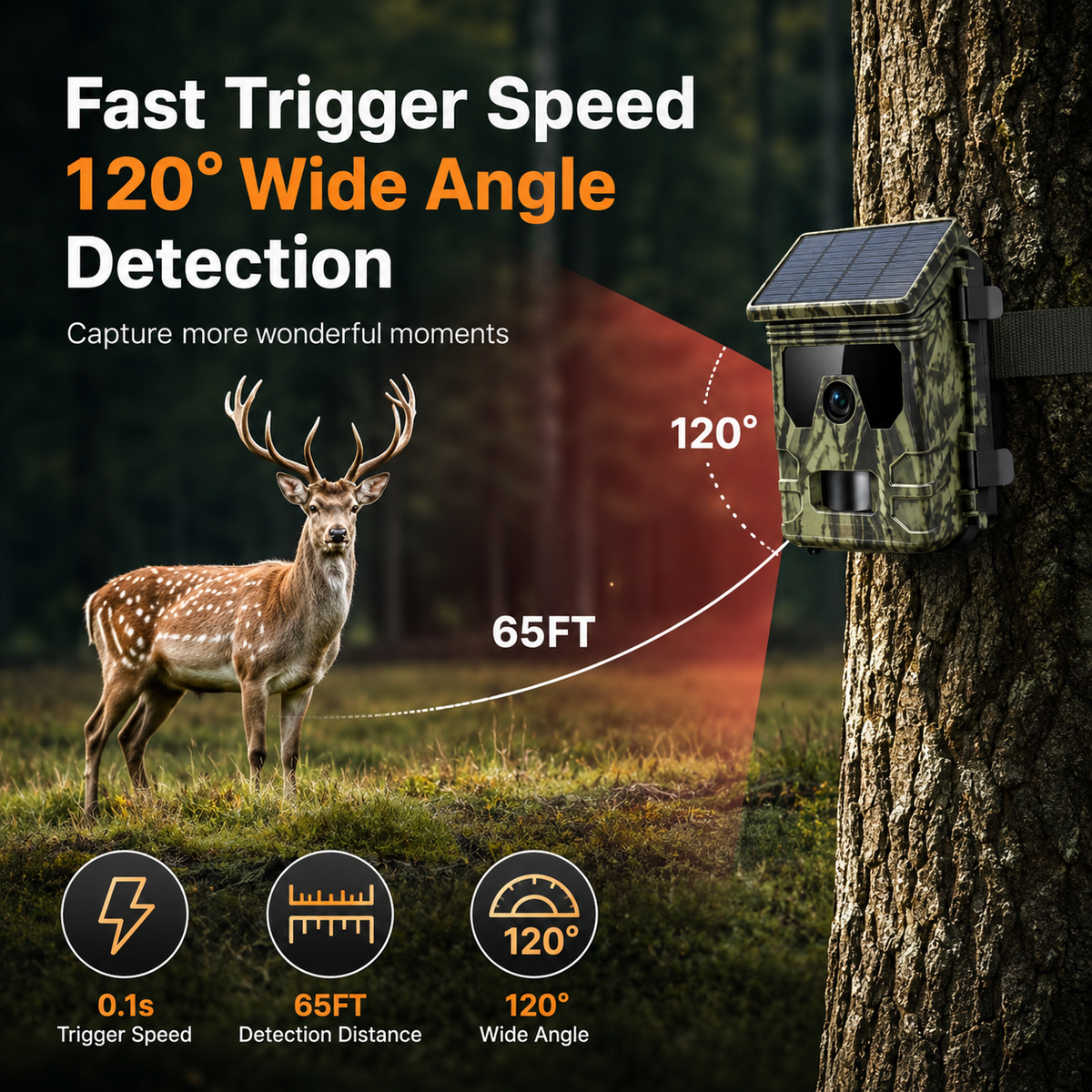 30MP 4K Solar Trail Camera – Night Vision, 0.3s Trigger & IP66 Waterproof