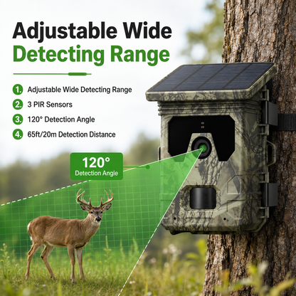 30MP 4K Solar Trail Camera – Night Vision, 0.3s Trigger & IP66 Waterproof