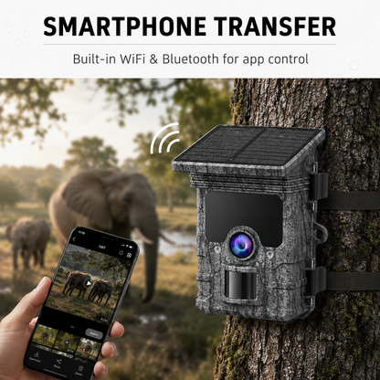 4K Solar WiFi Trail Camera – 112MP, 5200mAh Battery & Night Vision