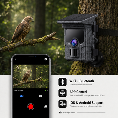 4K Solar WiFi Trail Camera – 112MP, 5200mAh Battery & Night Vision