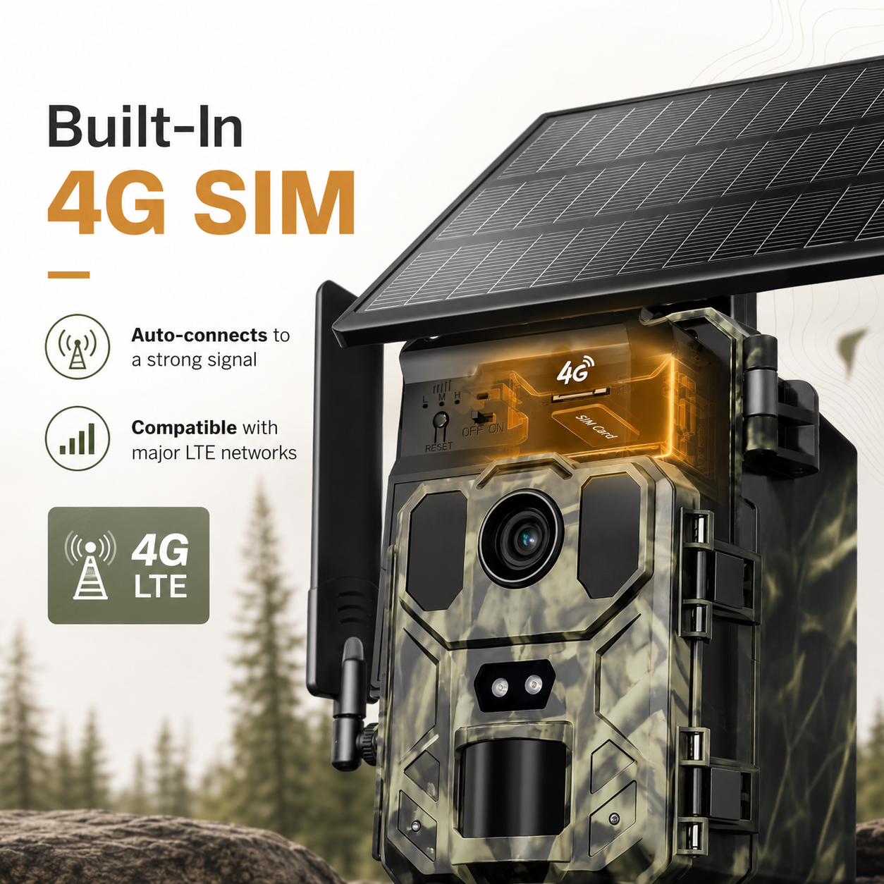 30MP 4G LTE Solar Trail Camera – 2K Live View, 0.2s PIR Trigger & Night Vision