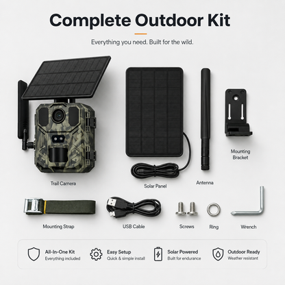 30MP 4G LTE Solar Trail Camera – 2K Live View, 0.2s PIR Trigger & Night Vision