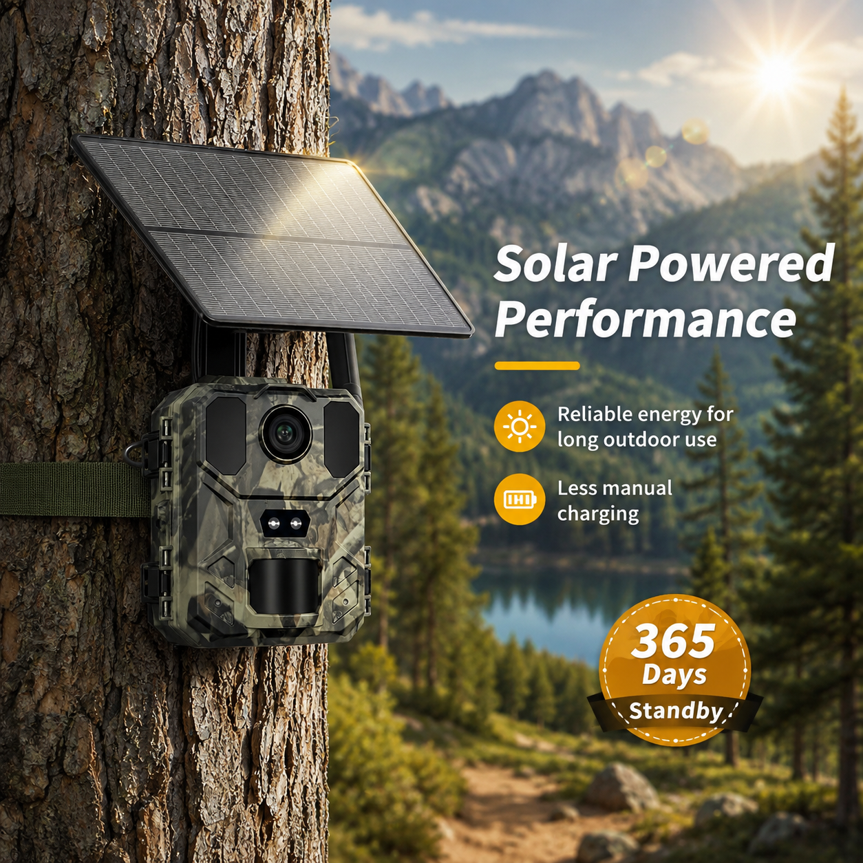 30MP 4G LTE Solar Trail Camera – 2K Live View, 0.2s PIR Trigger & Night Vision
