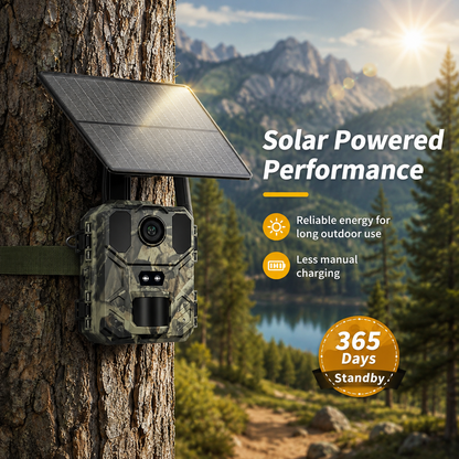 30MP 4G LTE Solar Trail Camera – 2K Live View, 0.2s PIR Trigger & Night Vision