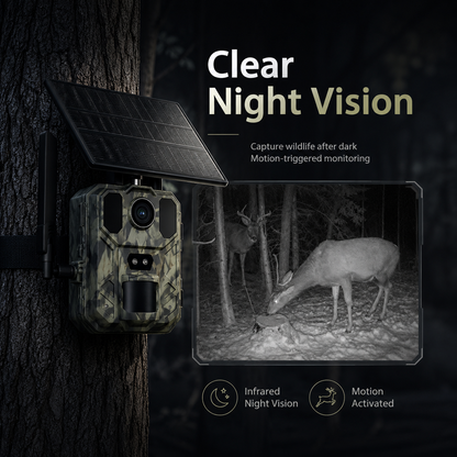 30MP 4G LTE Solar Trail Camera – 2K Live View, 0.2s PIR Trigger & Night Vision