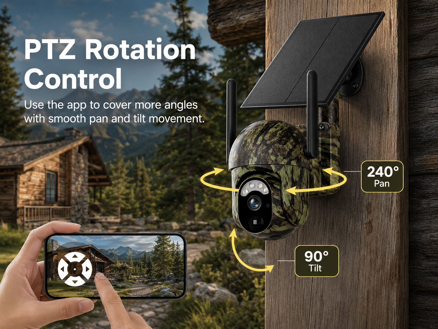 2K 4G/WiFi Solar PTZ Security Camera – Human & Animal Detection, Color Night Vision