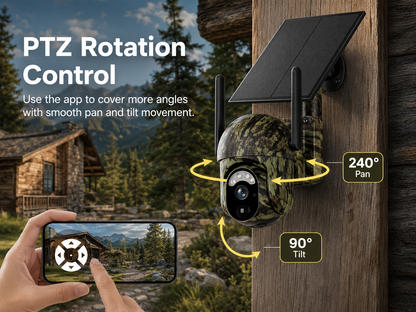 2K 4G/WiFi Solar PTZ Security Camera – Human & Animal Detection, Color Night Vision