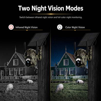 2K 4G/WiFi Solar PTZ Security Camera – Human & Animal Detection, Color Night Vision