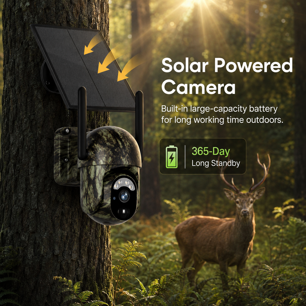 2K 4G/WiFi Solar PTZ Security Camera – Human & Animal Detection, Color Night Vision