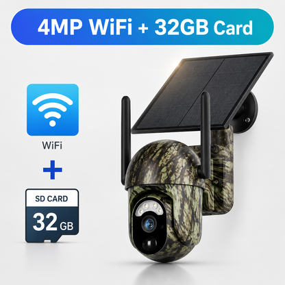 2K 4G/WiFi Solar PTZ Security Camera – Human & Animal Detection, Color Night Vision