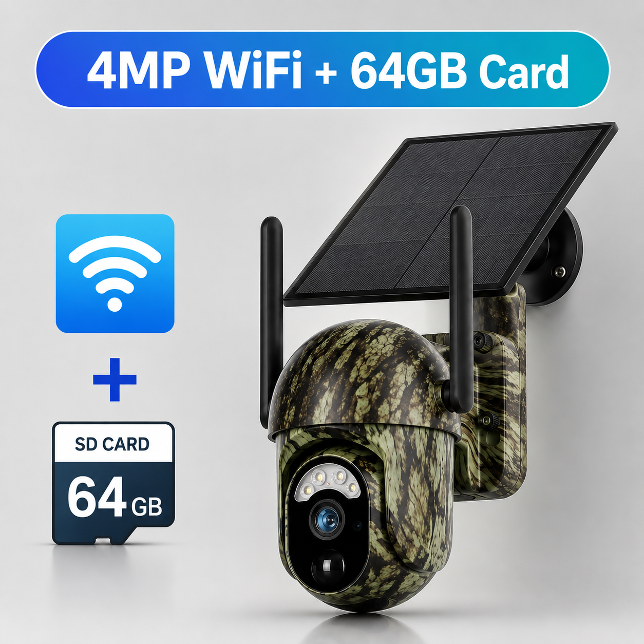 2K 4G/WiFi Solar PTZ Security Camera – Human & Animal Detection, Color Night Vision