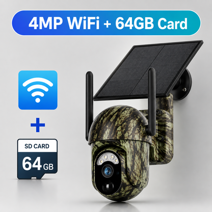 2K 4G/WiFi Solar PTZ Security Camera – Human & Animal Detection, Color Night Vision