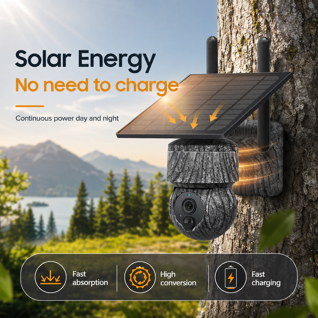 4G WIFI Solar Powered Wireless Trail Camera, Traps with Live View Alarm, Human Detection, PTZ Camera for Home Security Hunting WIFI Version