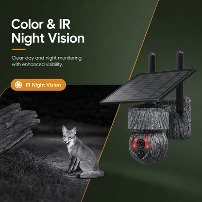 4G WIFI Solar Powered Wireless Trail Camera, Traps with Live View Alarm, Human Detection, PTZ Camera for Home Security Hunting WIFI Version