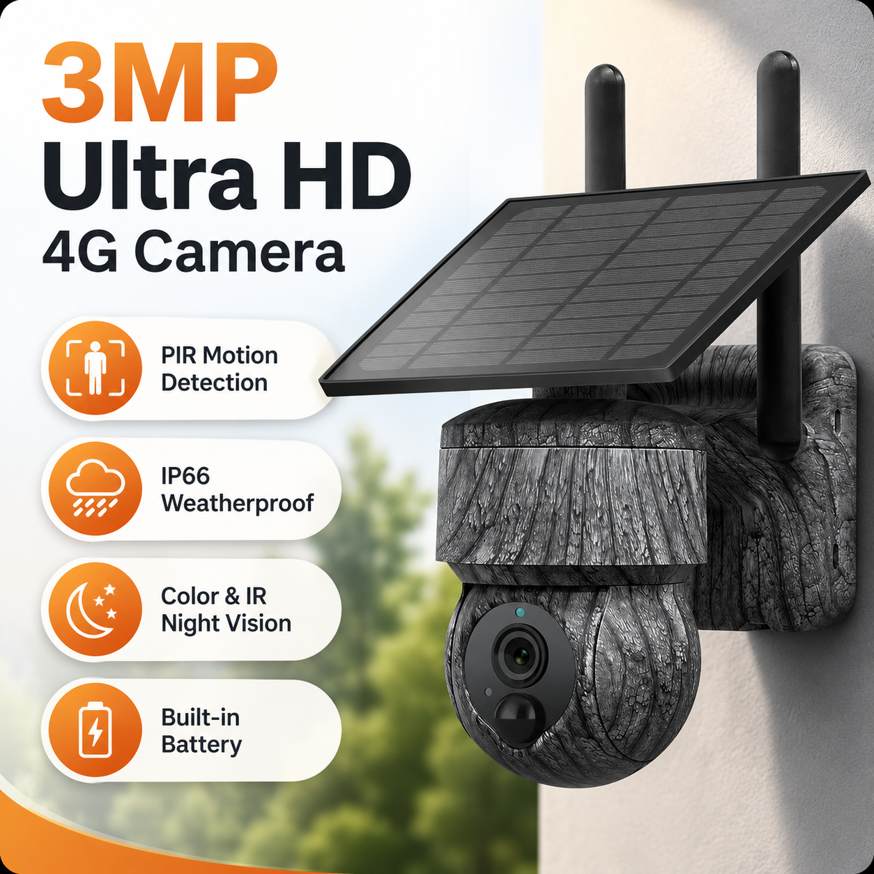 4G WIFI Solar Powered Wireless Trail Camera, Traps with Live View Alarm, Human Detection, PTZ Camera for Home Security Hunting WIFI Version