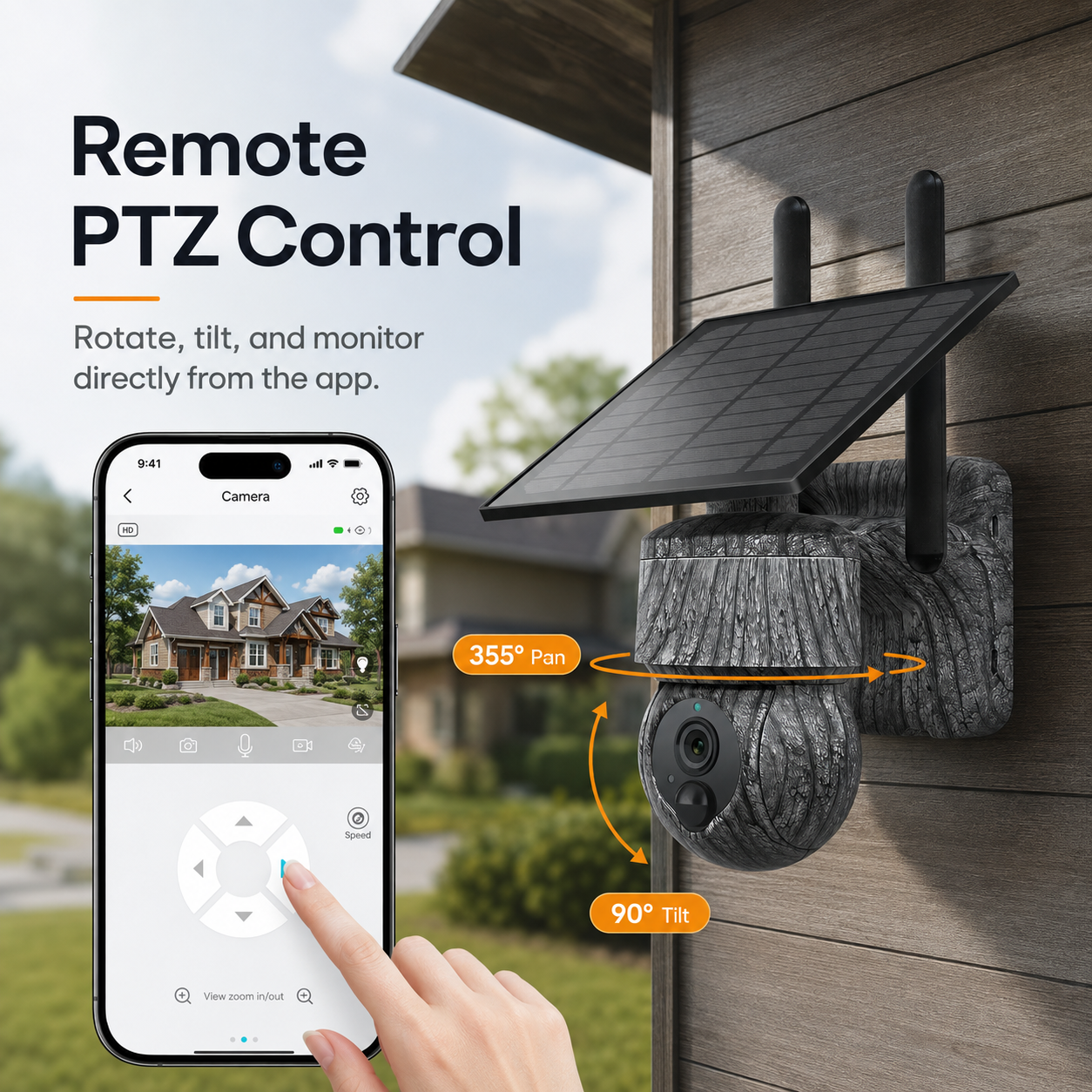 4G WIFI Solar Powered Wireless Trail Camera, Traps with Live View Alarm, Human Detection, PTZ Camera for Home Security Hunting WIFI Version