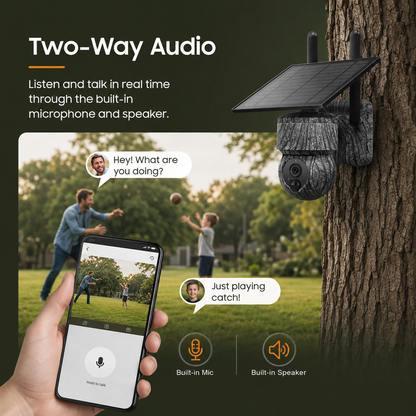 4G WIFI Solar Powered Wireless Trail Camera, Traps with Live View Alarm, Human Detection, PTZ Camera for Home Security Hunting WIFI Version