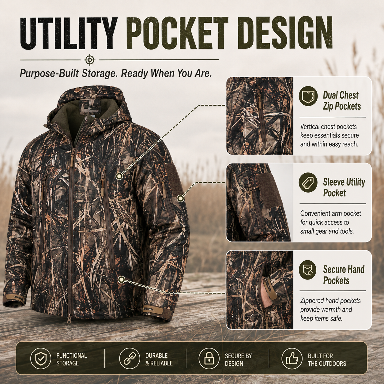 Men’s Silent Camouflage Softshell Hunting Jacket