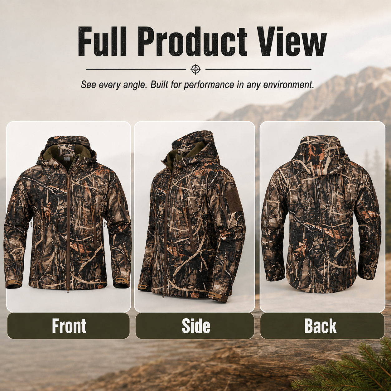 Men’s Silent Camouflage Softshell Hunting Jacket
