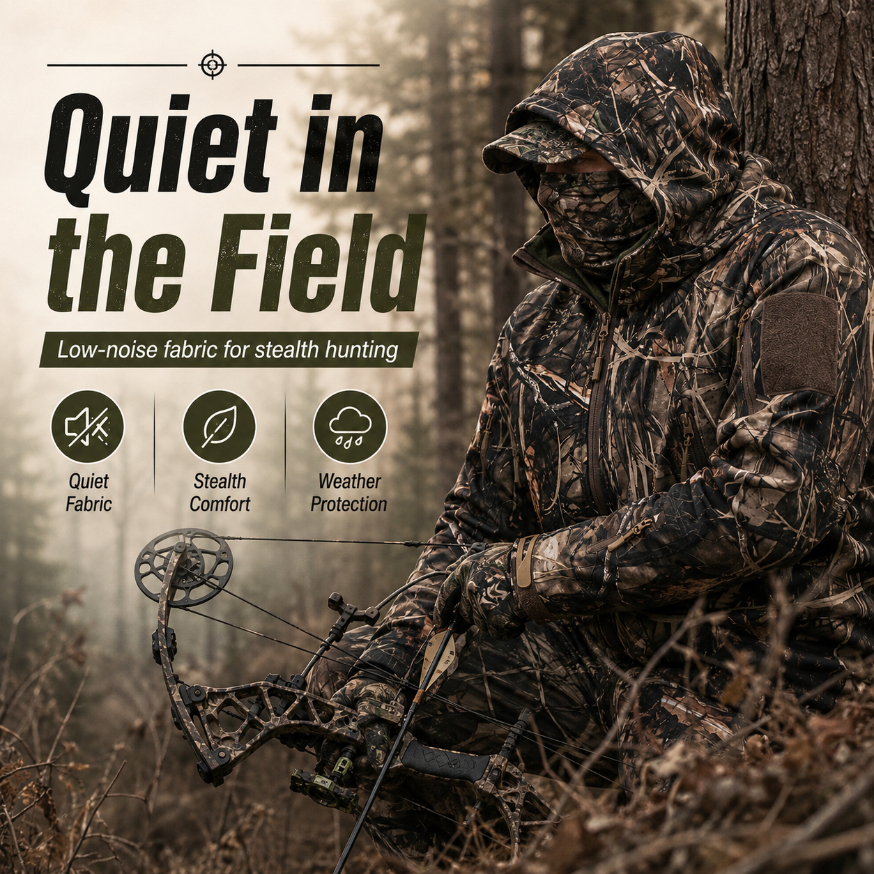 Men’s Silent Camouflage Softshell Hunting Jacket