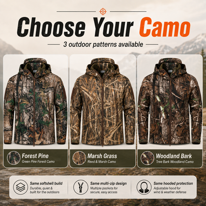 Men’s Silent Camouflage Softshell Hunting Jacket