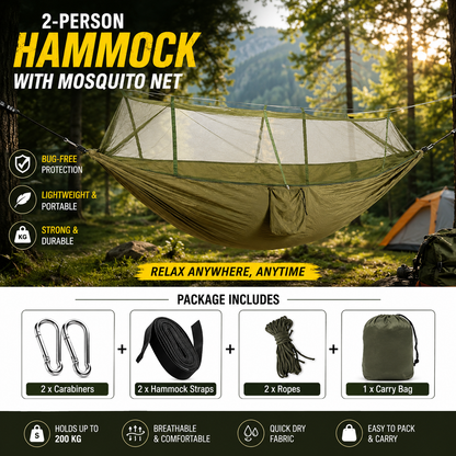 Camping Hammock with Mosquito Net – Portable Outdoor Bed