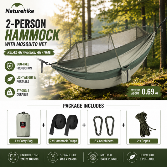 Naturehike Ultralight Camping Hammock – 1 or 2 Person