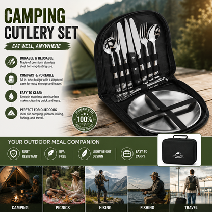 2-Person Camping Utensil & Picnic Dinnerware Set