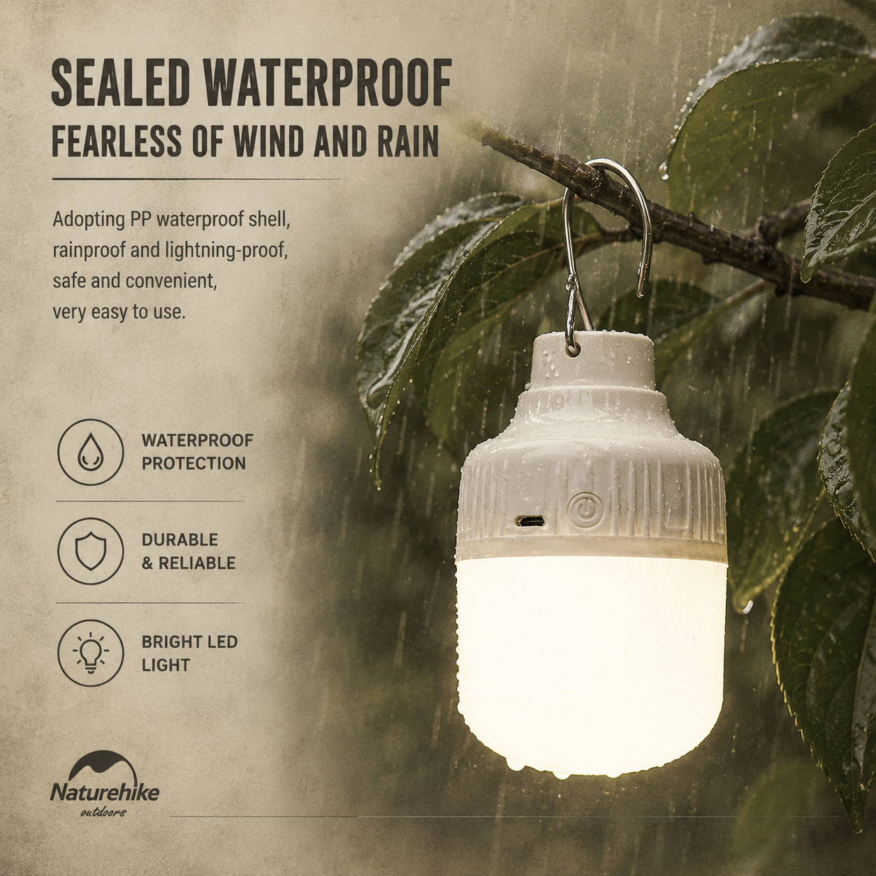 USB Rechargeable LED Camping Lantern – Waterproof Portable Outdoor Light