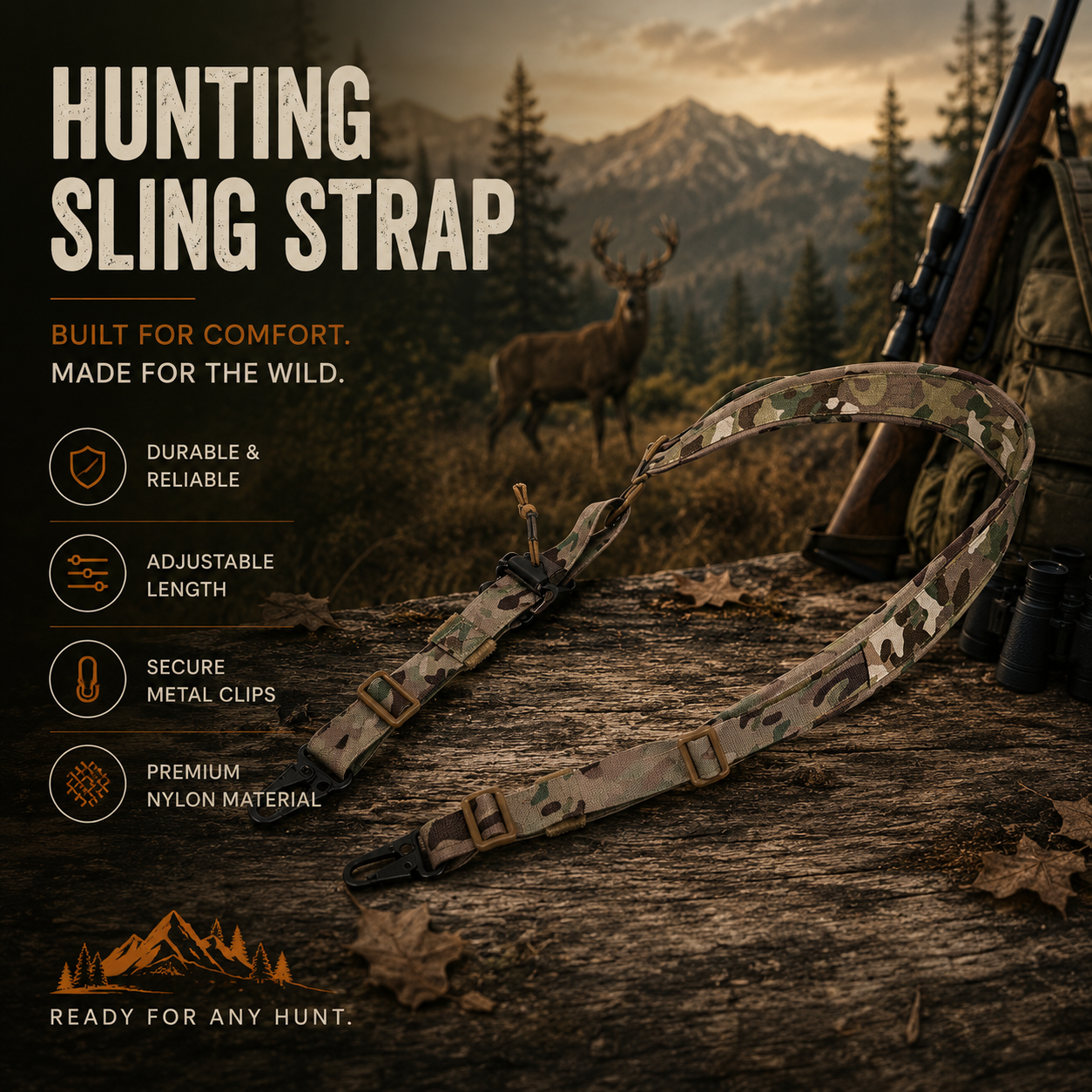 Modular Padded Outdoor Gear Strap – 1-Point / 2-Point Carrying Sling