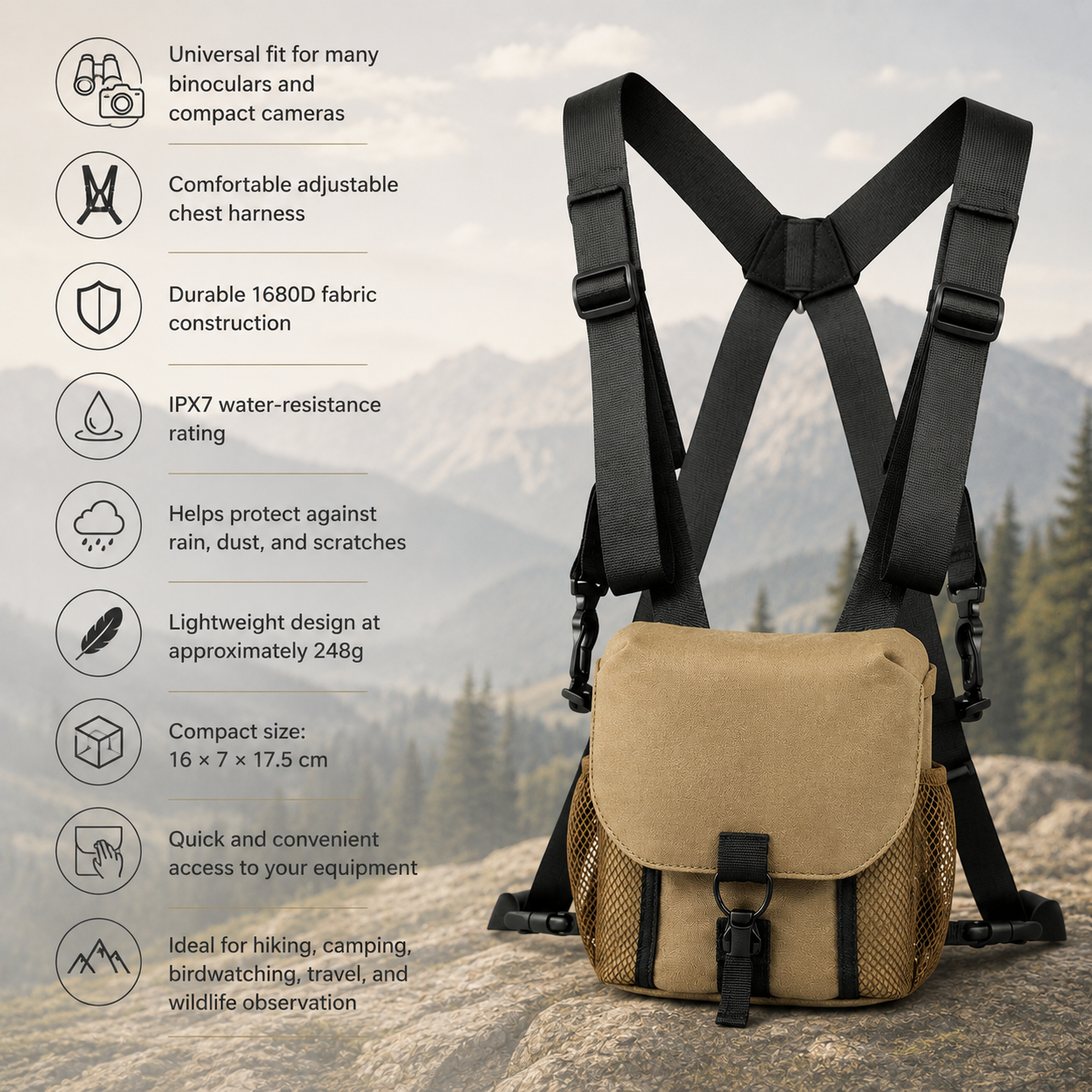 Universal Binocular Chest Pack – Protective Outdoor Carrying Case